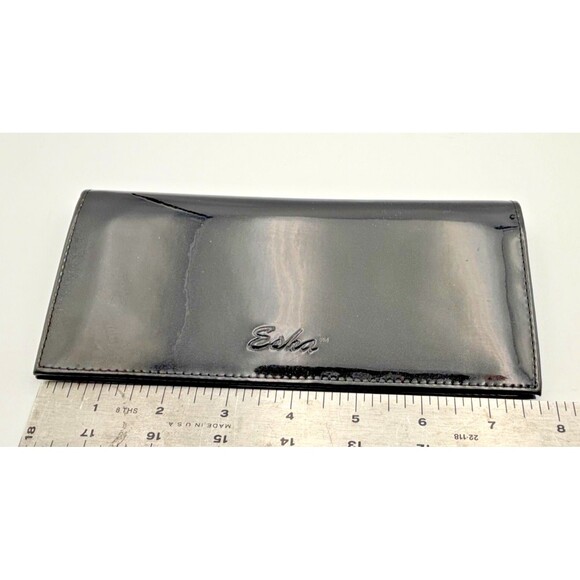 Vintage Esha Black Patent Fold Over Wallet - Picture 9 of 9